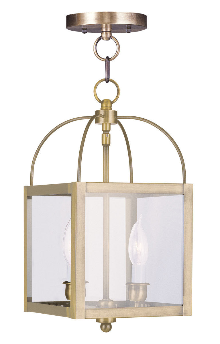 Livex Lighting Milford Collection 2 Light AB Chain Hang/Ceiling Mount in Antique Brass 4041-01