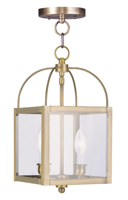 Livex Lighting Milford Collection 2 Light AB Chain Hang/Ceiling Mount in Antique Brass 4041-01