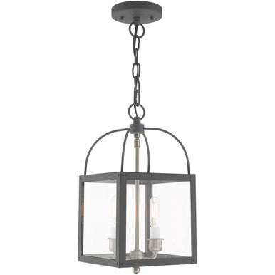 Livex Lighting Milford Collection 2 Lt Scandinavian Gray Convertible Mini Pendant/Ceiling Mount in Scandinavian Gray 4041-76