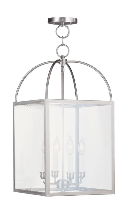 Livex Lighting Milford Collection 4 Light Brushed Nickel Chain Lantern  in Brushed Nickel 4042-91