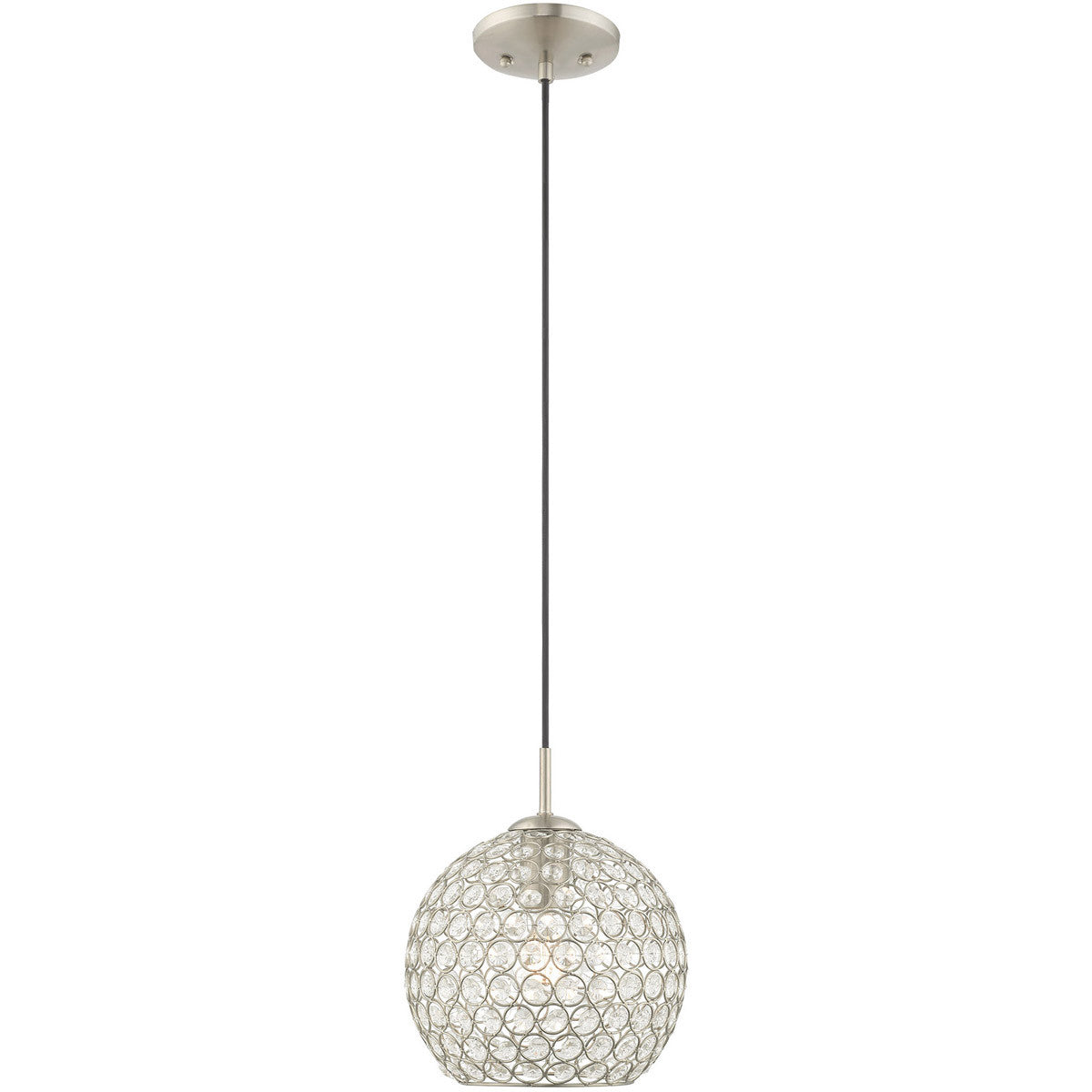 Livex Lighting Cassandra Collection 1 Lt Brushed Nickel Mini Pendant in Brushed Nickel 40440-91