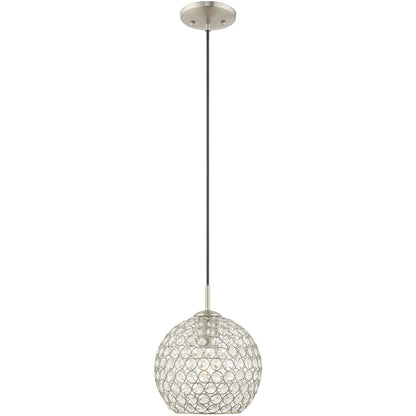 Livex Lighting Cassandra Collection 1 Lt Brushed Nickel Mini Pendant in Brushed Nickel 40440-91