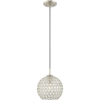 Livex Lighting Cassandra Collection 1 Lt Brushed Nickel Mini Pendant in Brushed Nickel 40440-91