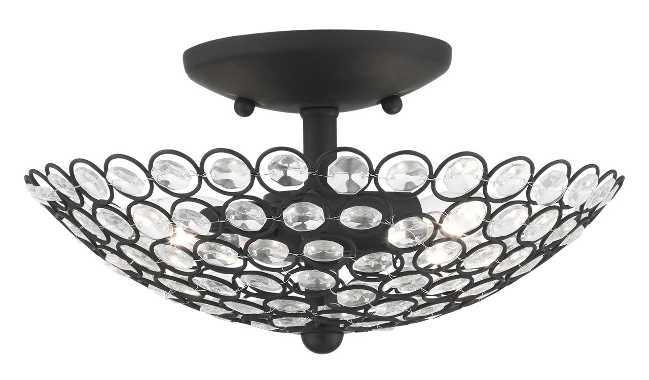 Livex Lighting Cassandra Collection  2 Light Black Semi Flush in Black 40441-04