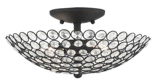 Livex Lighting Cassandra Collection  2 Light Black Semi Flush in Black 40443-04