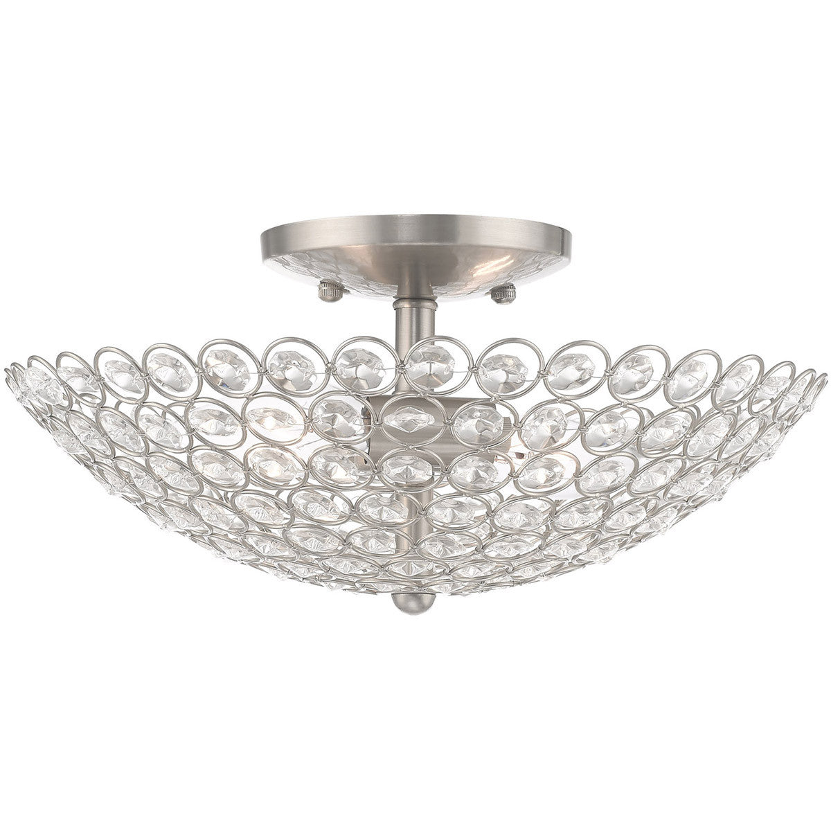 Livex Lighting Cassandra Collection 2 Lt Brushed Nickel Ceiling Mount in Brushed Nickel 40443-91