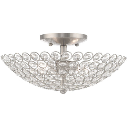 Livex Lighting Cassandra Collection 2 Lt Brushed Nickel Ceiling Mount in Brushed Nickel 40443-91