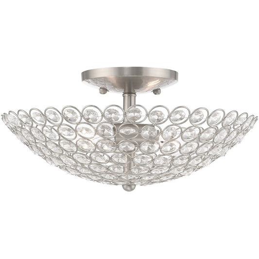 Livex Lighting Cassandra Collection 2 Lt Brushed Nickel Ceiling Mount in Brushed Nickel 40443-91