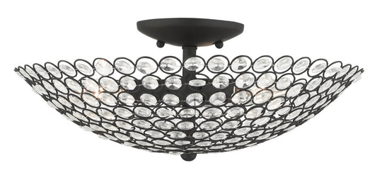 Livex Lighting Cassandra Collection  3 Light Black Semi Flush in Black 40446-04