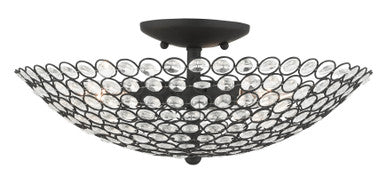 Livex Lighting Cassandra Collection  3 Light Black Semi Flush in Black 40446-04