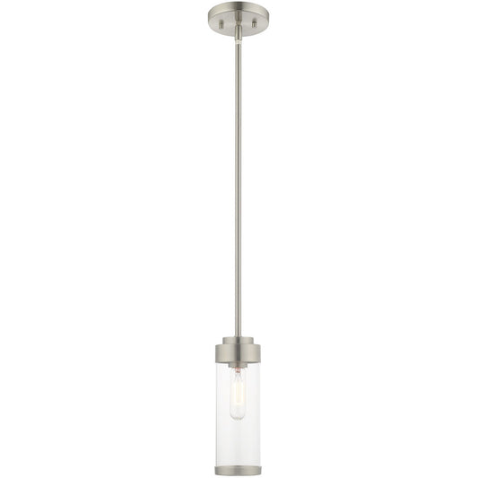 Livex Lighting Hillcrest Collection 1 Lt Brushed Nickel Mini Pendant in Brushed Nickel 40470-91