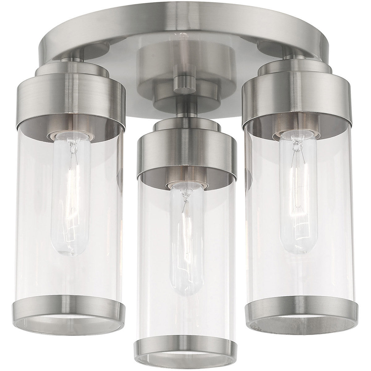 Livex Lighting Hillcrest Collection 3 Lt Brushed Nickel Ceiling Mount in Brushed Nickel 40474-91