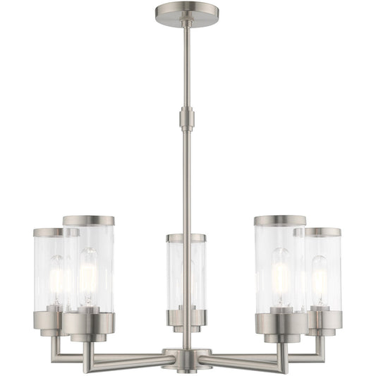 Livex Lighting Hillcrest Collection 5 Lt Brushed Nickel Chandelier in Brushed Nickel 40475-91