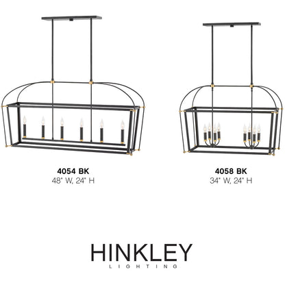 Hinkley Lighting Selby Six Light Open Frame Linear Black 4054BK