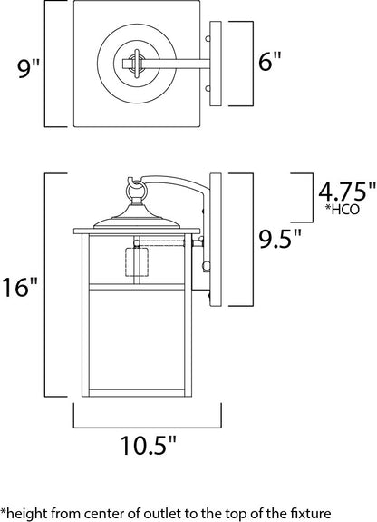 Maxim Coldwater 1-Light Outdoor Wall Lantern in Black 4054WTBK