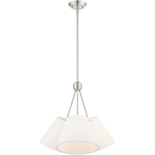 Livex Lighting Prato Collection 3 Lt Brushed Nickel Shaded Chandelier  in Brushed Nickel 40563-91