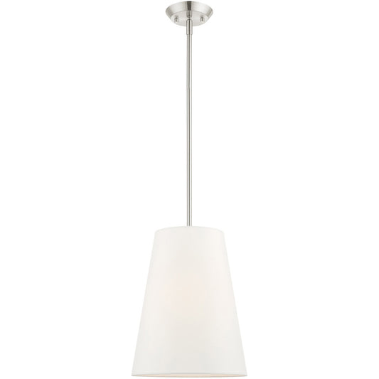 Livex Lighting Prato Collection 1 Lt Brushed Nickel Shaded Chandelier  in Brushed Nickel 40567-91