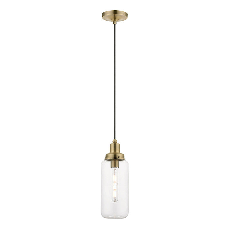 Livex Lighting Oakhurst Collection  1 Light Antique Brass Mini Pendant in Antique Brass 40614-01