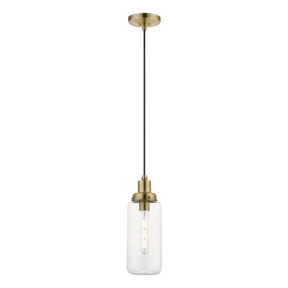 Livex Lighting Oakhurst Collection  1 Light Antique Brass Mini Pendant in Antique Brass 40614-01