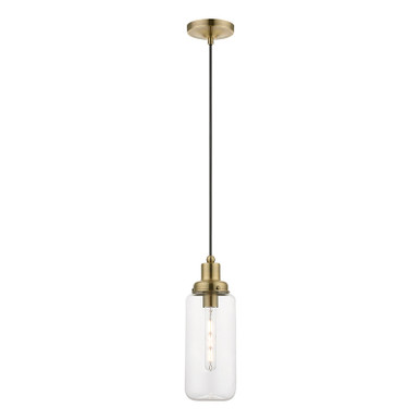 Livex Lighting Oakhurst Collection  1 Light Antique Brass Mini Pendant in Antique Brass 40614-01