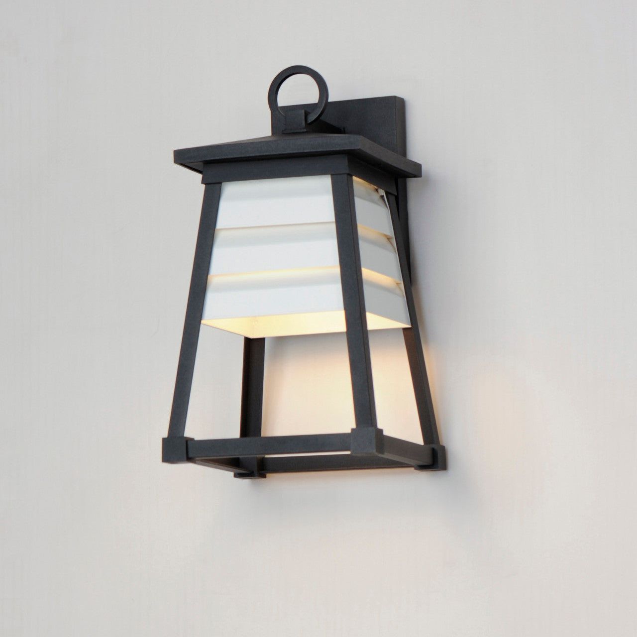 Maxim Shutters 1-Light Small Outdoor Wall Sconce in Black 40632WTBK