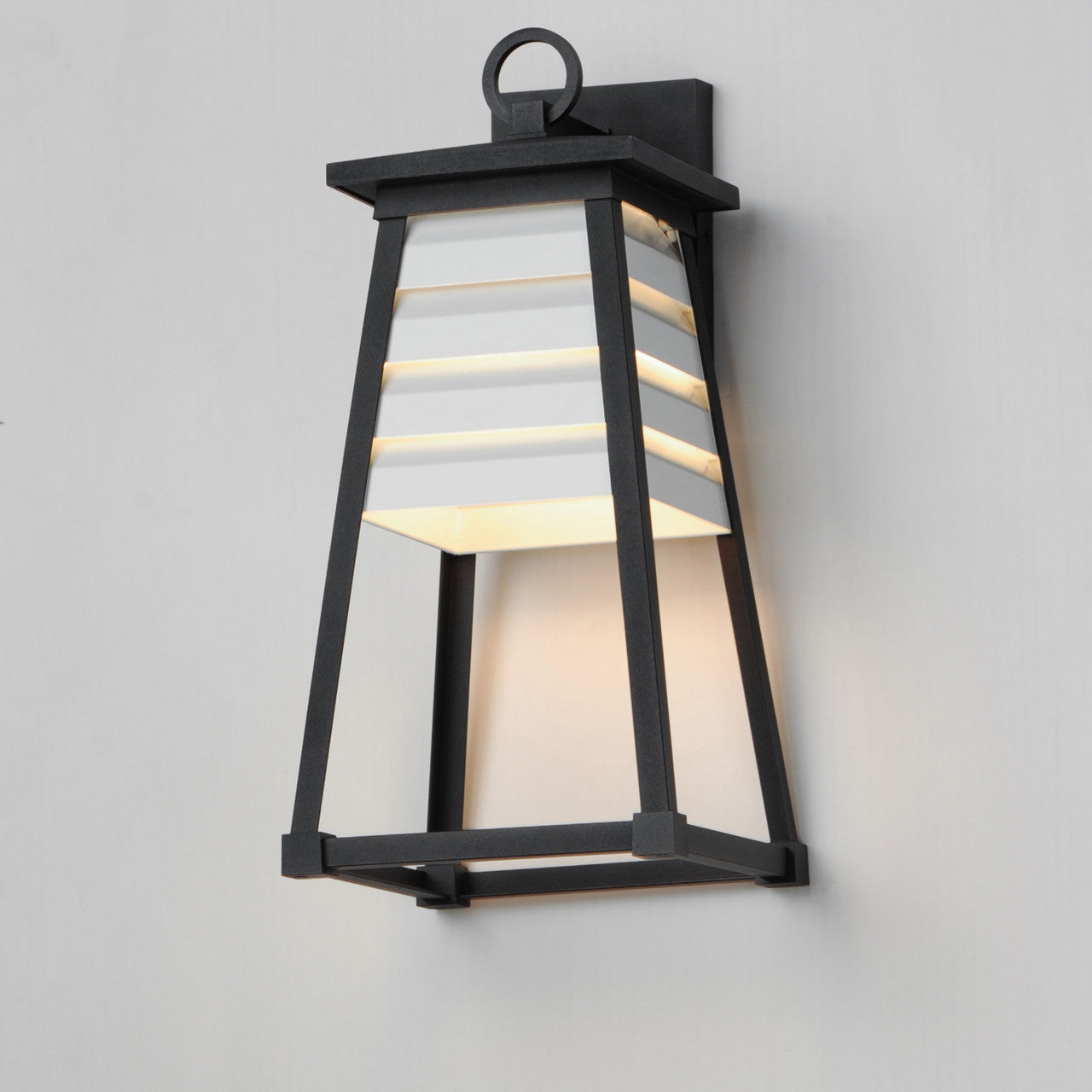 Maxim Shutters 1-Light Medium Outdoor Wall Sconce in White / Black 40634WTBK