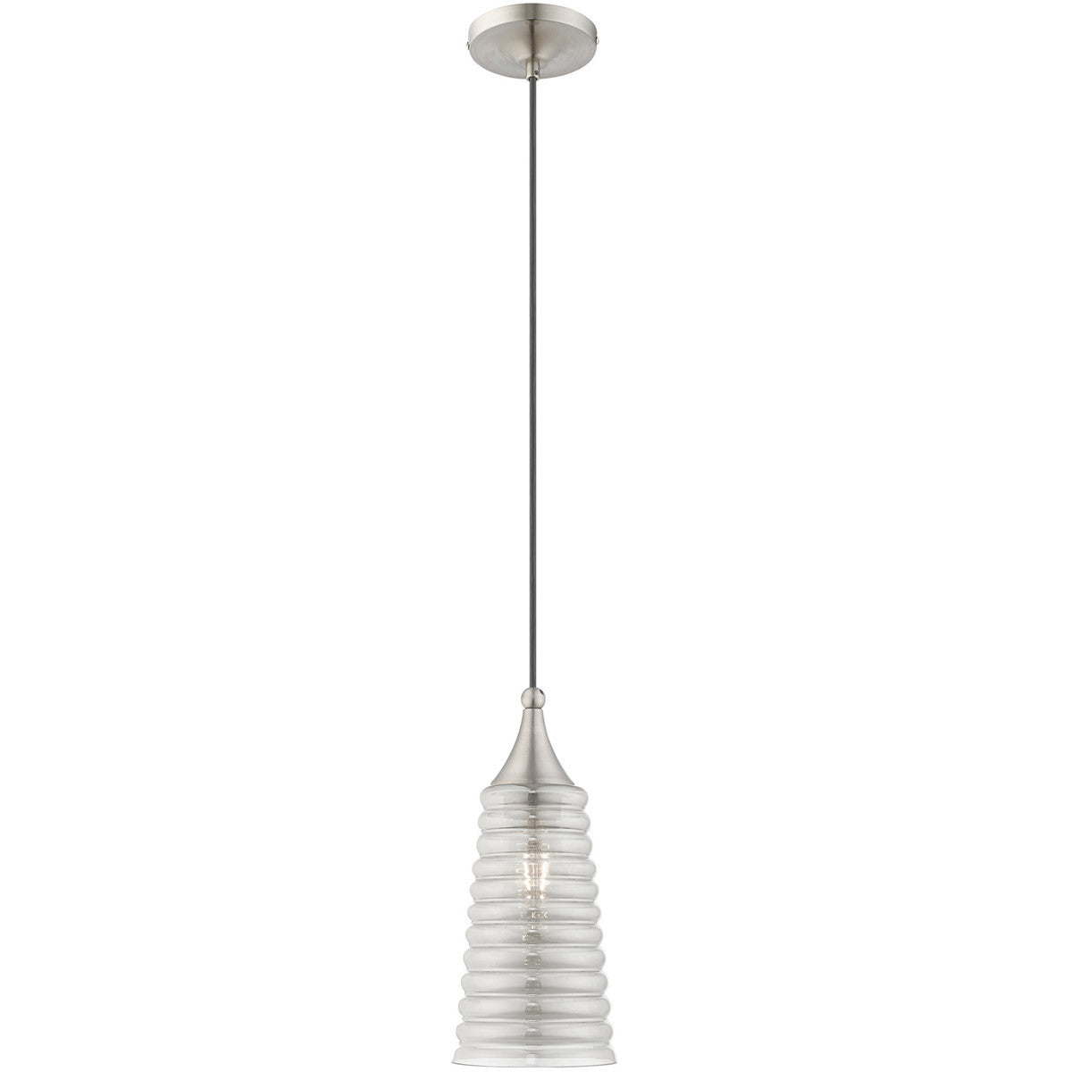 Livex Lighting Art Glass Mini Pendants Collection 1 Lt Brushed Nickel Mini Pendant in Brushed Nickel 40647-91