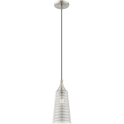 Livex Lighting Art Glass Mini Pendants Collection 1 Lt Brushed Nickel Mini Pendant in Brushed Nickel 40647-91