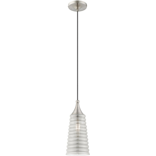 Livex Lighting Art Glass Mini Pendants Collection 1 Lt Brushed Nickel Mini Pendant in Brushed Nickel 40647-91