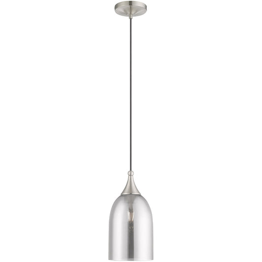 Livex Lighting Art Glass Mini Pendants Collection 1 Lt Brushed Nickel Mini Pendant in Brushed Nickel 40649-91