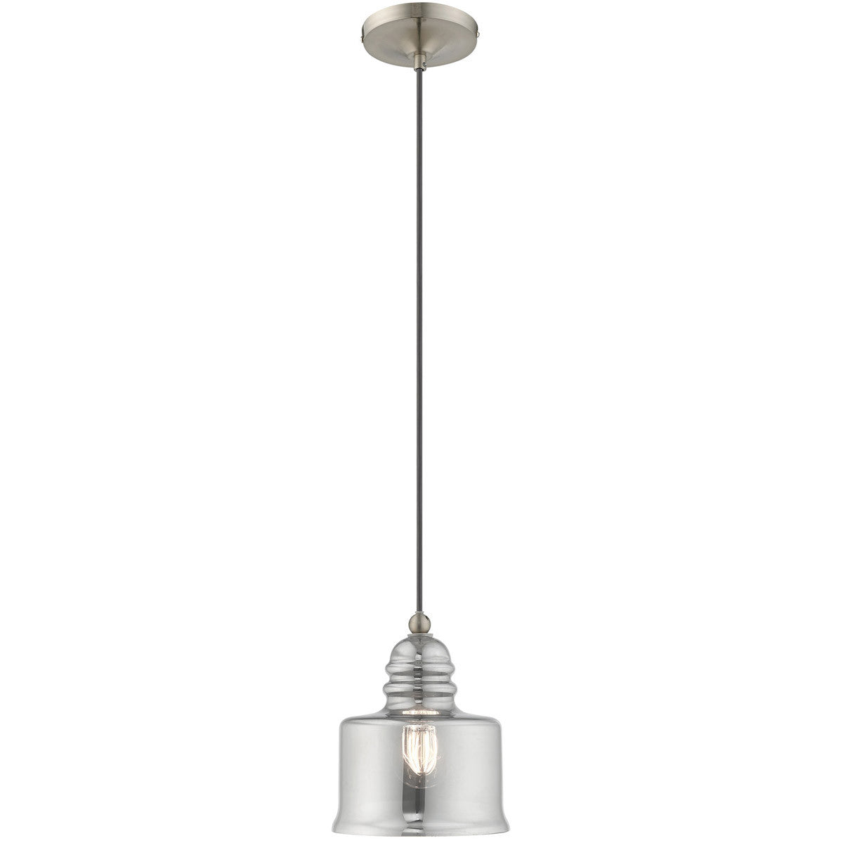 Livex Lighting Art Glass Mini Pendants Collection 1 Lt Brushed Nickel Mini Pendant in Brushed Nickel 40651-91