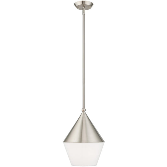 Livex Lighting Stockholm Collection 1 Lt Brushed Nickel Mini Pendant in Brushed Nickel 40684-91