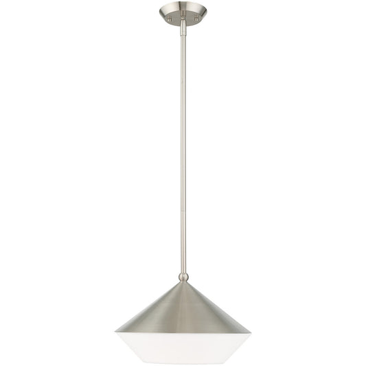 Livex Lighting Stockholm Collection 1 Lt Brushed Nickel Mini Pendant in Brushed Nickel 40685-91