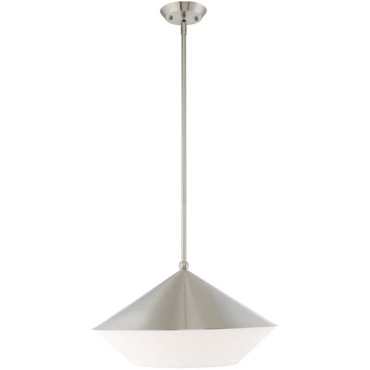 Livex Lighting Stockholm Collection 1 Lt Brushed Nickel Pendant in Brushed Nickel 40689-91