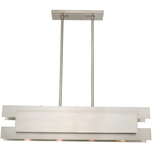 Livex Lighting Varick Collection 4 Lt Brushed Nickel Linear Chandelier in Brushed Nickel 40694-91