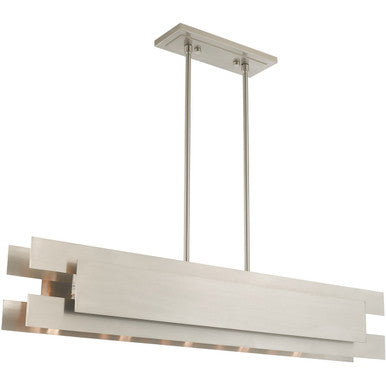 Livex Lighting Varick Collection 5 Lt Brushed Nickel Linear Chandelier in Brushed Nickel 40695-91