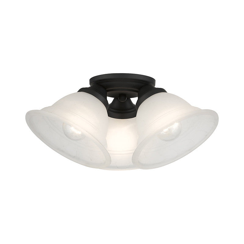 Livex Lighting Wynnewood Collection  3 Light Black Flush Mount in Black 40727-04