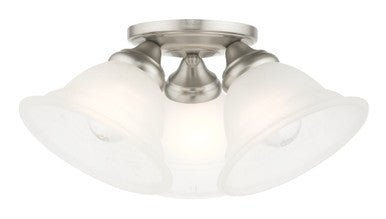 Livex Lighting Wynnewood Collection  3 Light Painted Satin Nickel Flush Mount in Painted Satin Nickel 40727-81