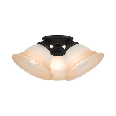 Livex Lighting Wynnewood Collection  3 Light Black Flush Mount in Black 40729-04