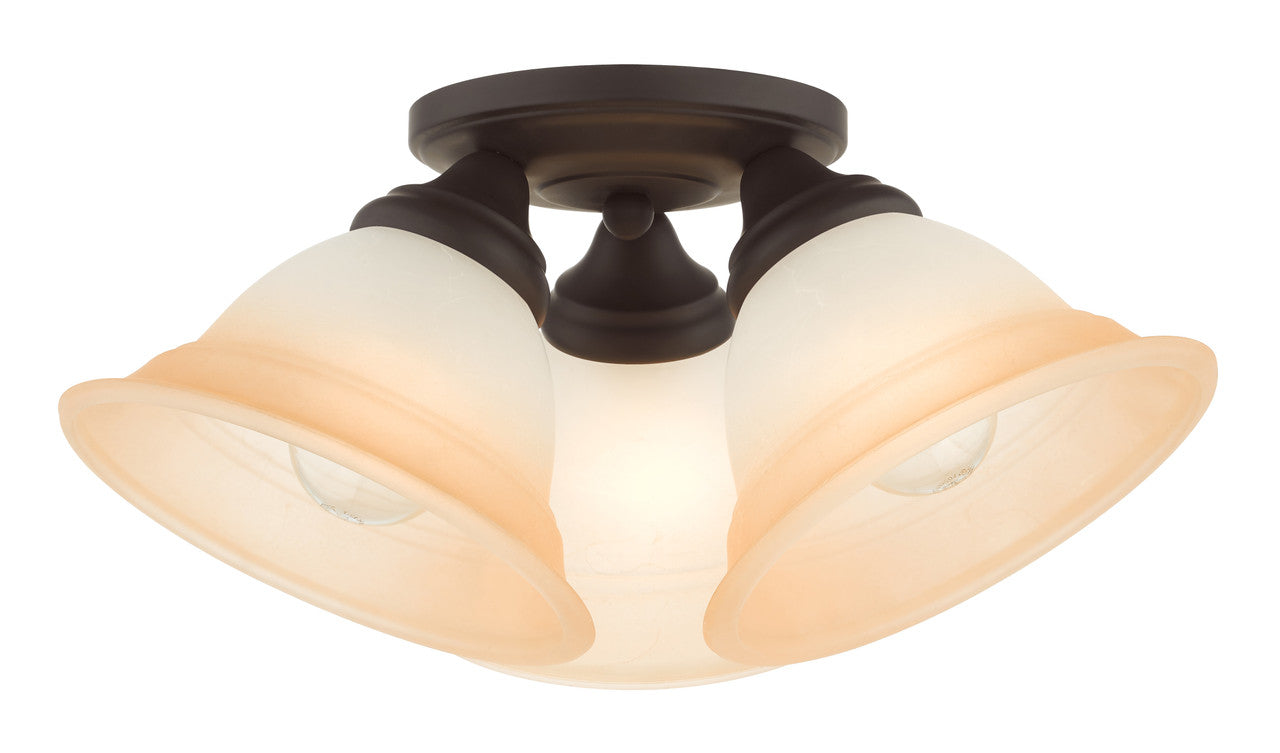 Livex Lighting Wynnewood Collection  3 Light Bronze Flush Mount in Bronze 40729-07