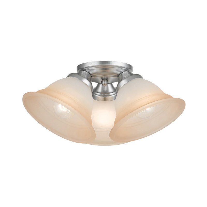 Livex Lighting Wynnewood Collection  3 Light Painted Satin Nickel Flush Mount in Painted Satin Nickel 40729-81