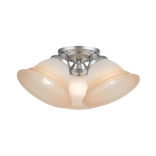 Livex Lighting Wynnewood Collection  3 Light Painted Satin Nickel Flush Mount in Painted Satin Nickel 40729-81