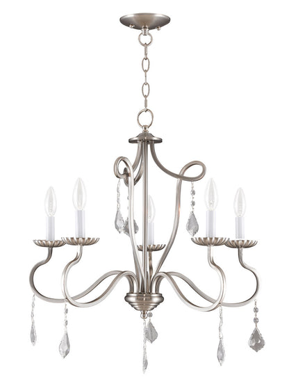 Livex Lighting Callisto Collection 5 Light Brushed Nickel Chandelier in Brushed Nickel 40775-91