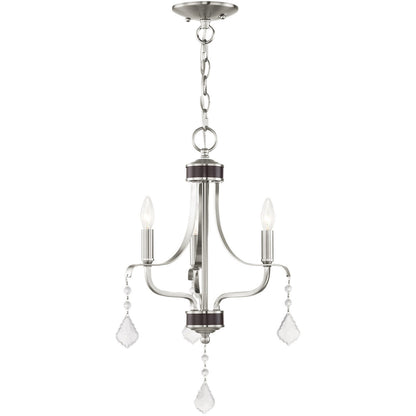 Livex Lighting Laurel Collection 3 Light Brushed Nickel Mini Chandelier in Brushed Nickel 40783-91