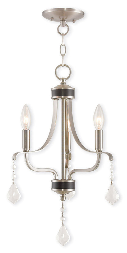 Livex Lighting Laurel Collection 3 Light Brushed Nickel Mini Chandelier in Brushed Nickel 40783-91