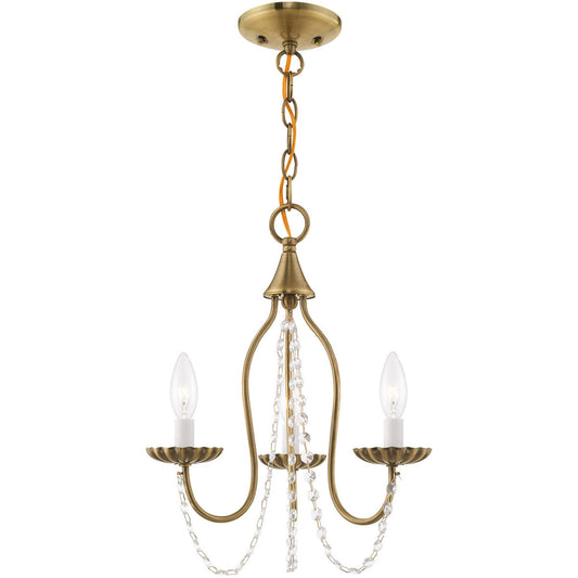 Livex Lighting Alessia Collection 3 Lt Antique Brass Mini Chandelier in Antique Brass 40793-01