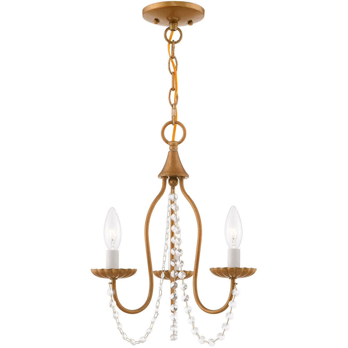 Livex Lighting Alessia Collection 3 Lt Antique Gold Leaf Mini Chandelier in Antique Gold Leaf 40793-48