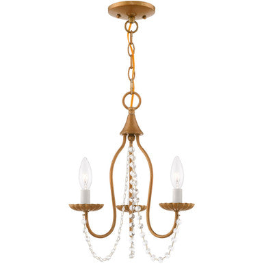 Livex Lighting Alessia Collection 3 Lt Antique Gold Leaf Mini Chandelier in Antique Gold Leaf 40793-48