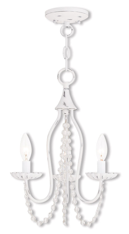 Livex Lighting Alessia Collection 3 Light Antique White Mini Chandelier in Antique White 40793-60