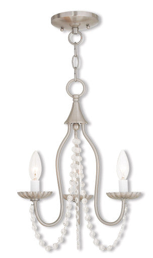 Livex Lighting Alessia Collection 3 Light Brushed Nickel Mini Chandelier in Brushed Nickel 40793-91